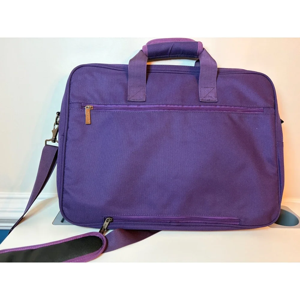 CoolBell Laptop Messenger Bag Unisex Large Purple Multi-Pocket Padded Briefcase